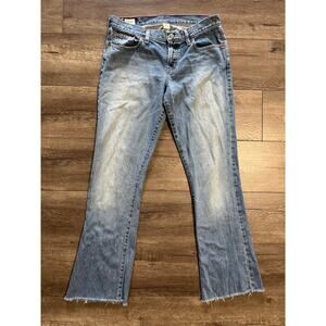 Vintage Abercrombie &‎ Fitch Button Fly Flare Frayed Hem Jeans Sz 6L (31 inseam)